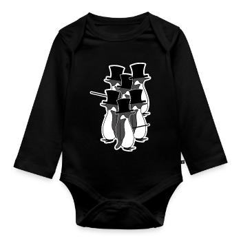 Vögel Vintage Pinguin Tier Seevogel Arktis - Baby Bio-Langarm-Body - Schwarz - Vorne