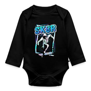 Skate | Patineur | Skateboarder | Planche à roulettes SK8 - Body Bébé bio manches longues - noir - Devant