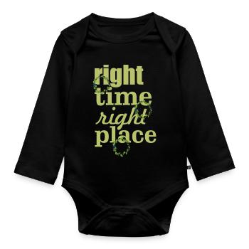 right time right place - Organic Longsleeve Baby Bodysuit - black - Front