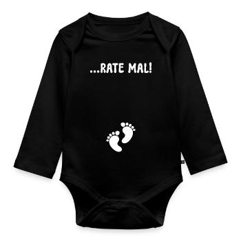 Babyglück Babyfüße Schwangerschaft Schwanger - Baby Bio-Langarm-Body - Schwarz - Vorne