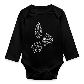 Esquisse de la nature (blanc) - Body Bébé bio manches longues - noir - Devant