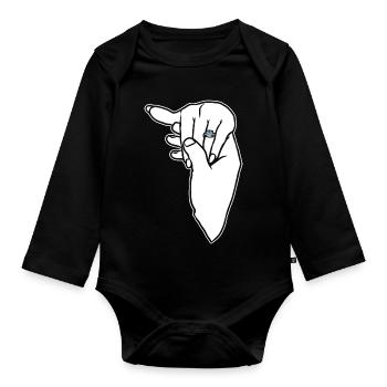 Verlobungs-Ehering-Hand - Baby Bio-Langarm-Body - Schwarz - Vorne