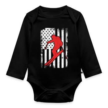 4. Juli Ski USA - Baby Bio-Langarm-Body - Schwarz - Vorne