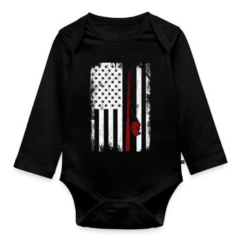 Patriotischer Fischer - Baby Bio-Langarm-Body - Schwarz - Vorne
