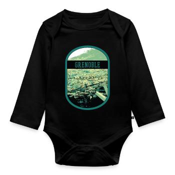 Panoramic Grenoble: Single View Cable Car - Organic Longsleeve Baby Bodysuit - black - Front