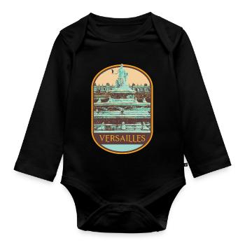 Fountain Garden Palace Versailles, Royal Elegance - Organic Longsleeve Baby Bodysuit - black - Front