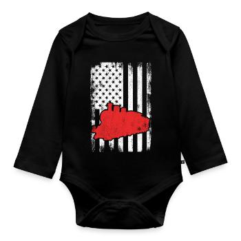 U.S. Patriotic Railroad Worker - Organic Longsleeve Baby Bodysuit - black - Front