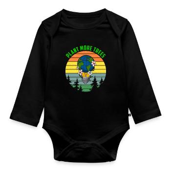 Plant more trees Umweltschutz Globus Erdkugel - Baby Bio-Langarm-Body - Schwarz - Vorne