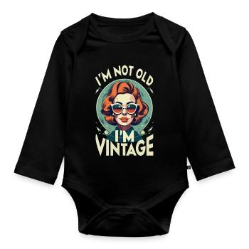 vintage Lady - Organic Longsleeve Baby Bodysuit - black - Front