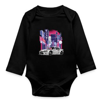 Nächtliche Stadt S15 Silvia Drift Königin JDM - Baby Bio-Langarm-Body - Schwarz - Vorne