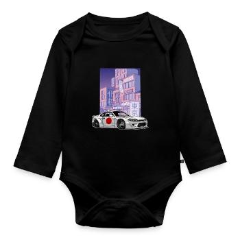 Nächtliche Stadt S15 Silvia Drift Königin Flagge - Baby Bio-Langarm-Body - Schwarz - Vorne