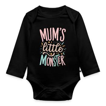 Mum's Little Monster - Organic Longsleeve Baby Bodysuit - black - Front