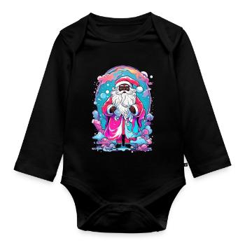 Magie de Noël colorée avec bonhomme de neige - Body Bébé bio manches longues - noir - Devant