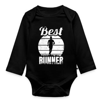 Bester Läufer - Baby Bio-Langarm-Body - Schwarz - Vorne