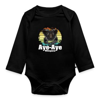 Aye-Aye Whisperer Primat Lemuren Madagaskar - Baby Bio-Langarm-Body - Schwarz - Vorne