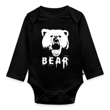 Bear - Organic Longsleeve Baby Bodysuit - black - Front
