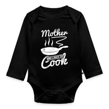 Maman qui aime cuisiner - Body Bébé bio manches longues - noir - Devant