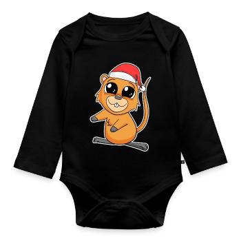 Guinea Pig Christmas - Organic Longsleeve Baby Bodysuit - black - Front
