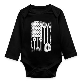 4. Juli USA Kochen - Baby Bio-Langarm-Body - Schwarz - Vorne