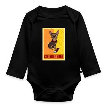 Sneaker Chihuahua Retro Dog - Body Bébé bio manches longues - noir - Devant
