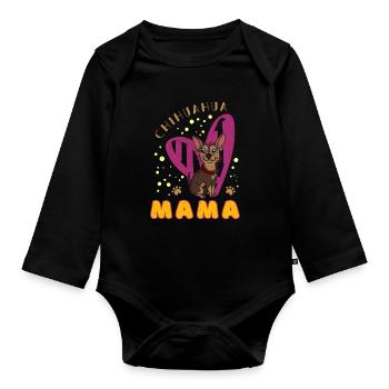 Chihuahua Chien Coeur Maman - Body Bébé bio manches longues - noir - Devant