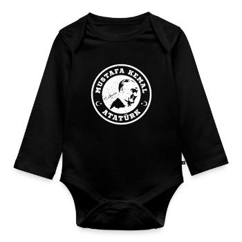 Atatürk Turkey Autogramm Mustafa Kemal Silhouette - Baby Bio-Langarm-Body - Schwarz - Vorne