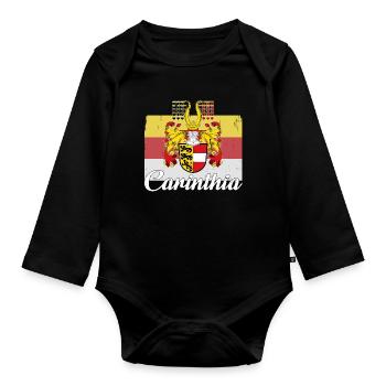 Carinthia Austria Flag Coat of Arms Mountains - Organic Longsleeve Baby Bodysuit - black - Front
