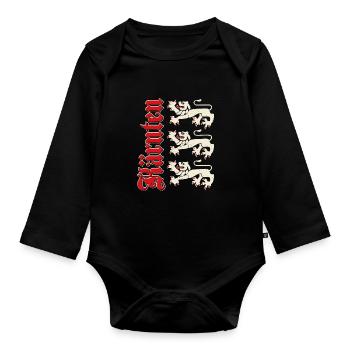 Carinthia Austria Flag Coat of Arms Lion - Organic Longsleeve Baby Bodysuit - black - Front