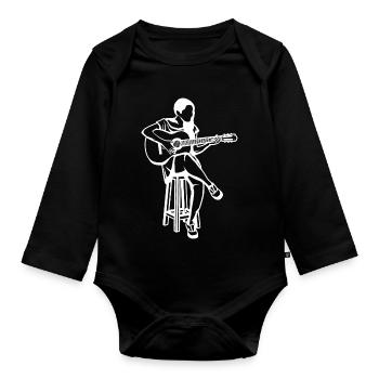 Dessin de fille de guitare - Body Bébé bio manches longues - noir - Devant