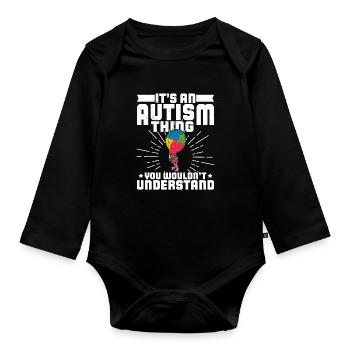 Luftballon Autist Autism thing Puzzleteil - Baby Bio-Langarm-Body - Schwarz - Vorne