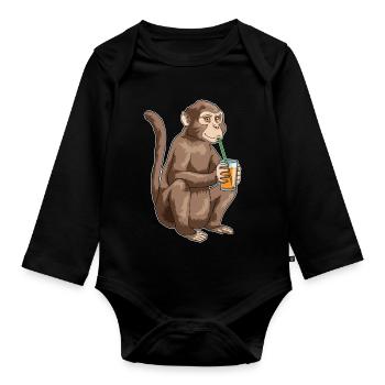 Affe Saft - Baby Bio-Langarm-Body - Schwarz - Vorne