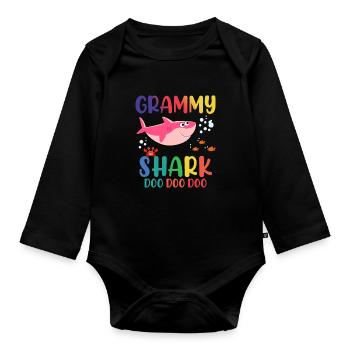 Grammy Shark Vatertagsgeschenk von Ehefrau Sohn - Baby Bio-Langarm-Body - Schwarz - Vorne