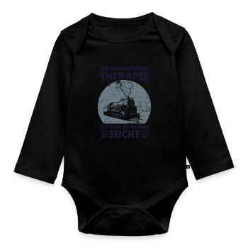 Je n’ai pas besoin de thérapie Travailleur de locomotive - Body Bébé bio manches longues - noir - Devant