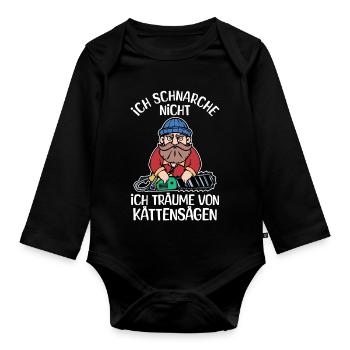 Bûcheron déclaration tronçonneuse boiseries bois - Body Bébé bio manches longues - noir - Devant