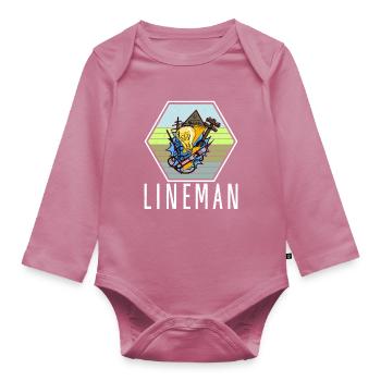 Lineman Electrician Lighting Technician Lamp Occupation - Organic Longsleeve Baby Bodysuit - mauve - Front