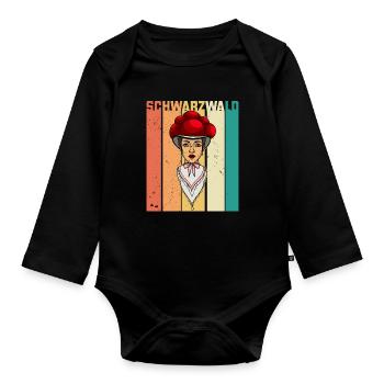 Schwarzwaldmädel Schwarzwald Deutsch Retro - Baby Bio-Langarm-Body - Schwarz - Vorne