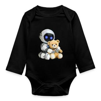 Robot Teddy - Body Bébé bio manches longues - noir - Devant