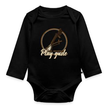 Cool grandpas play gusle Retro Serbien Balkan - Baby Bio-Langarm-Body - Schwarz - Vorne