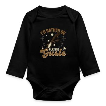 I'd rather be playing gusle Serbien Balkan Musik - Baby Bio-Langarm-Body - Schwarz - Vorne