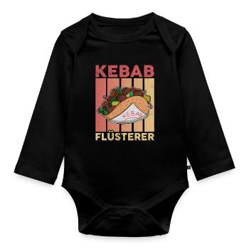 Restauration rapide turque Kebab Cuisine Kebab Chuchoteur - Body Bébé bio manches longues - noir - Devant