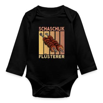 Schaschlik Flüsterer Retro Russland Fleisch - Baby Bio-Langarm-Body - Schwarz - Vorne