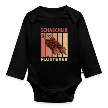 Schaschlik Flüsterer Retro Russland Fleisch - Baby Bio-Langarm-Body - Schwarz - Vorne
