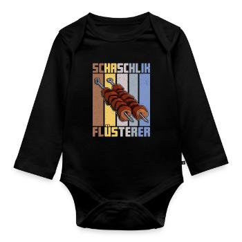 Schaschlik Flüsterer Retro Russland Fleisch - Baby Bio-Langarm-Body - Schwarz - Vorne