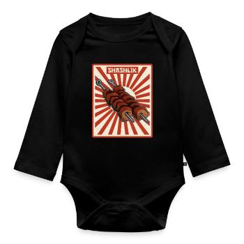 Schaschlik Flüsterer Retro Russland Fleisch - Baby Bio-Langarm-Body - Schwarz - Vorne