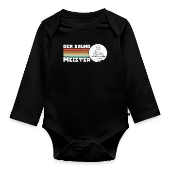Der Sauna Meister Spa Massage Schwitzstube - Baby Bio-Langarm-Body - Schwarz - Vorne