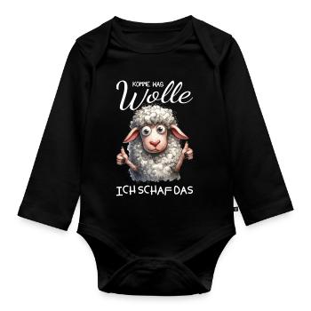 Komm Wolle Ich Schaf Das - Baby Bio-Langarm-Body - Schwarz - Vorne