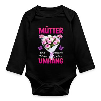Mütter sind unsere Helden - Baby Bio-Langarm-Body - Schwarz - Vorne