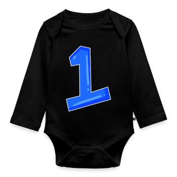 Numéro 1 bleu - Body Bébé bio manches longues - noir - Devant