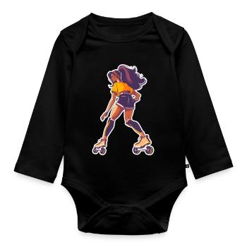 Rollschuhläuferin - Baby Bio-Langarm-Body - Schwarz - Vorne