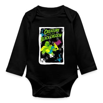 Créature du lagon noir Illustration - Body Bébé bio manches longues - noir - Devant